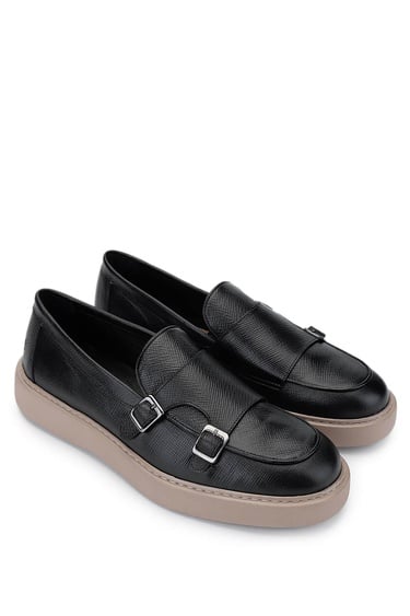  Tamer Tanca Erkek Hakiki Deri Siyah Loafer Ayakkabı