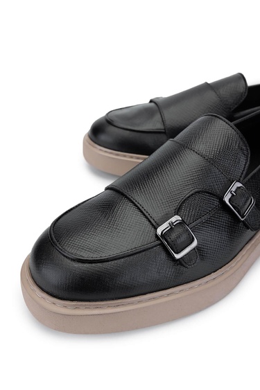  Tamer Tanca Erkek Hakiki Deri Siyah Loafer Ayakkabı