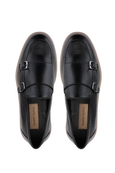  Tamer Tanca Erkek Hakiki Deri Siyah Loafer Ayakkabı
