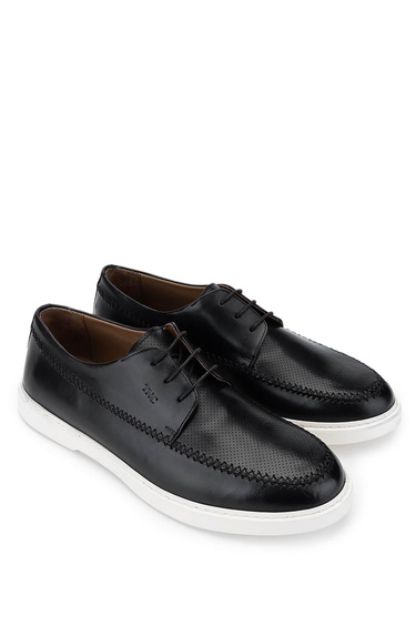  Tamer Tanca Erkek Hakiki Deri Siyah Deri Casual Ayakkabı