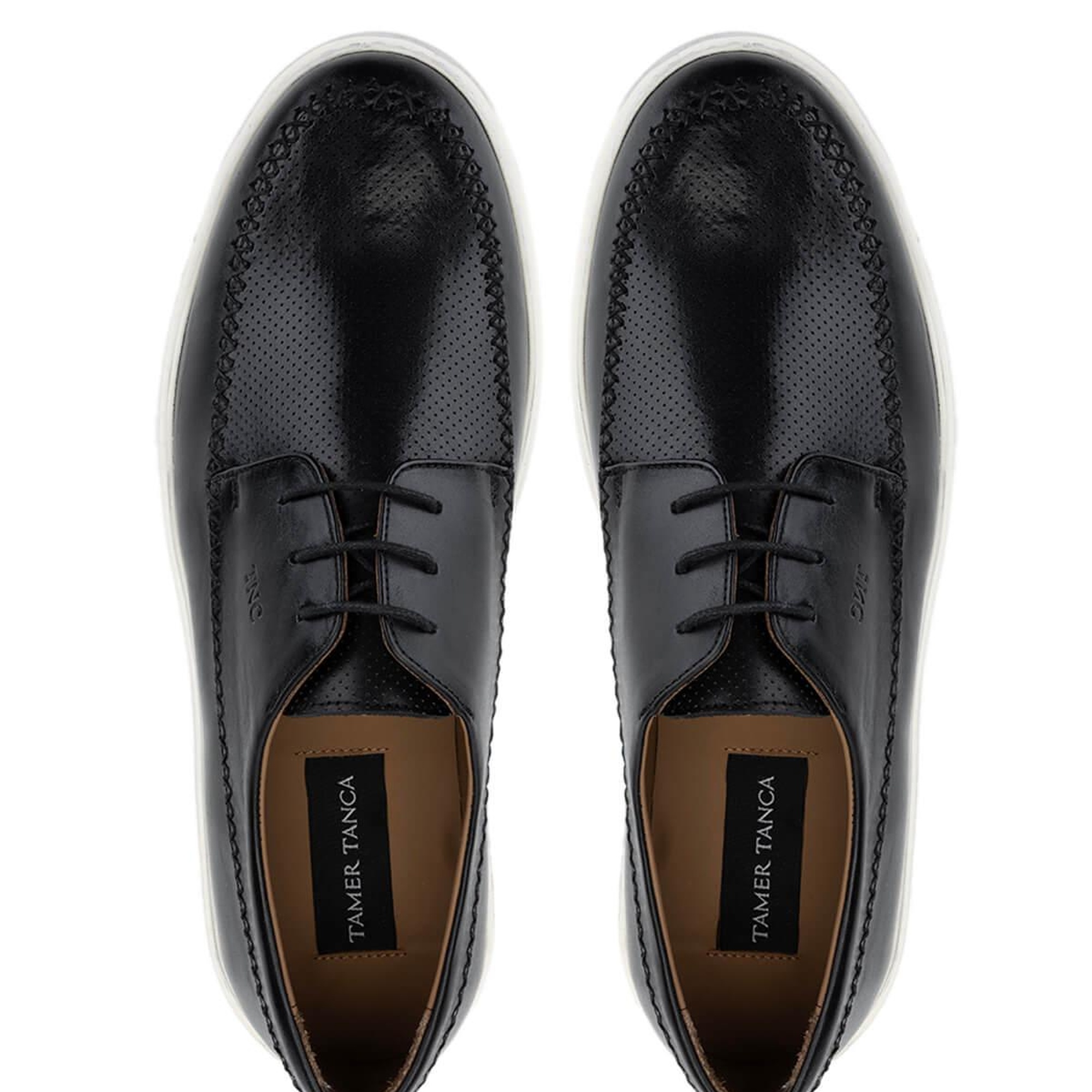Tamer Tanca Erkek Hakiki Deri Siyah Deri Casual Ayakkabı