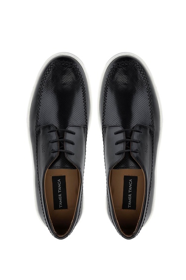  Tamer Tanca Erkek Hakiki Deri Siyah Deri Casual Ayakkabı