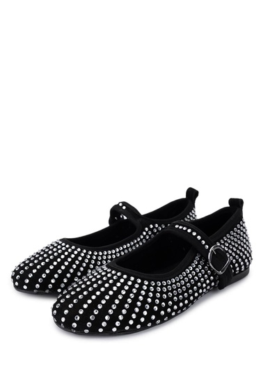  Tamer Tanca Kadın Hakiki Deri Siyah Süet Babet Ayakkabı