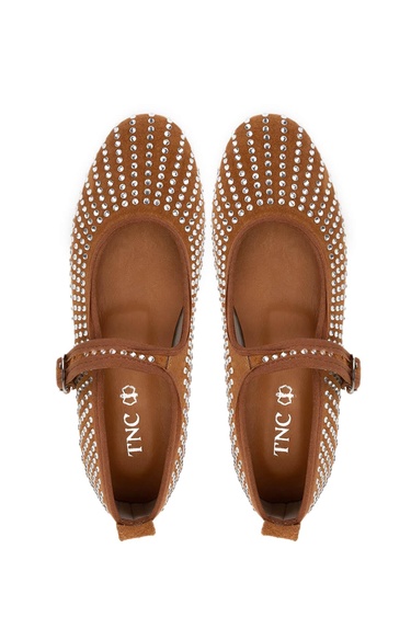  Tamer Tanca Kadın Hakiki Deri Taba Süet Babet Ayakkabı