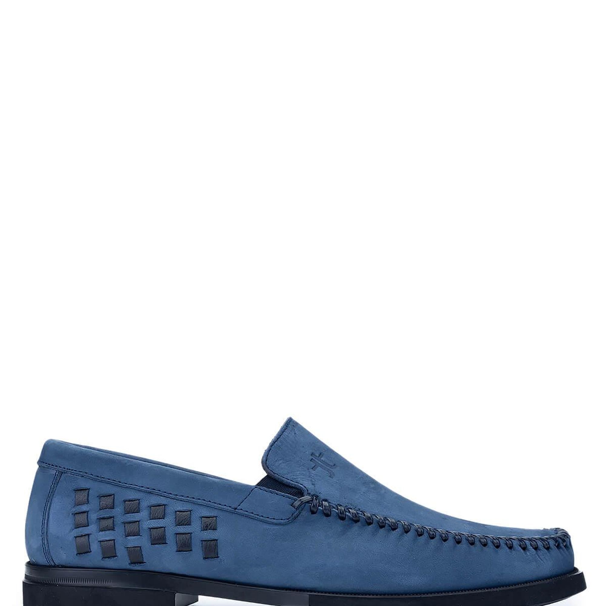 Tamer Tanca Erkek Hakiki Deri Mavi Nubuk Loafer Ayakkabı