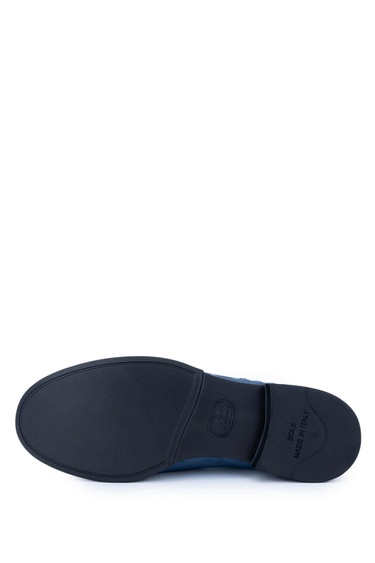  Tamer Tanca Erkek Hakiki Deri Mavi Nubuk Loafer Ayakkabı