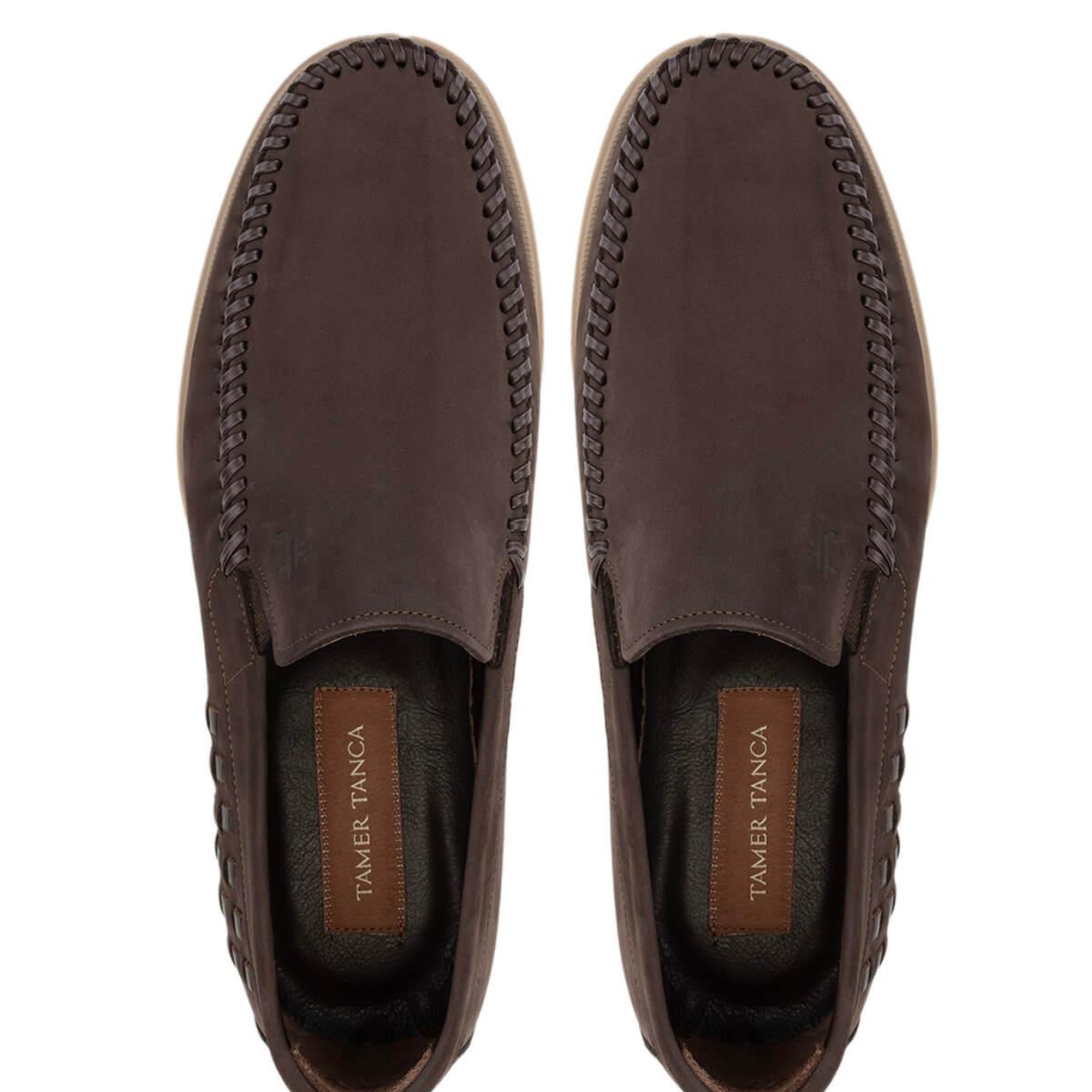 Tamer Tanca Erkek Hakiki Deri Kahverengi Nubuk Loafer Ayakkabı