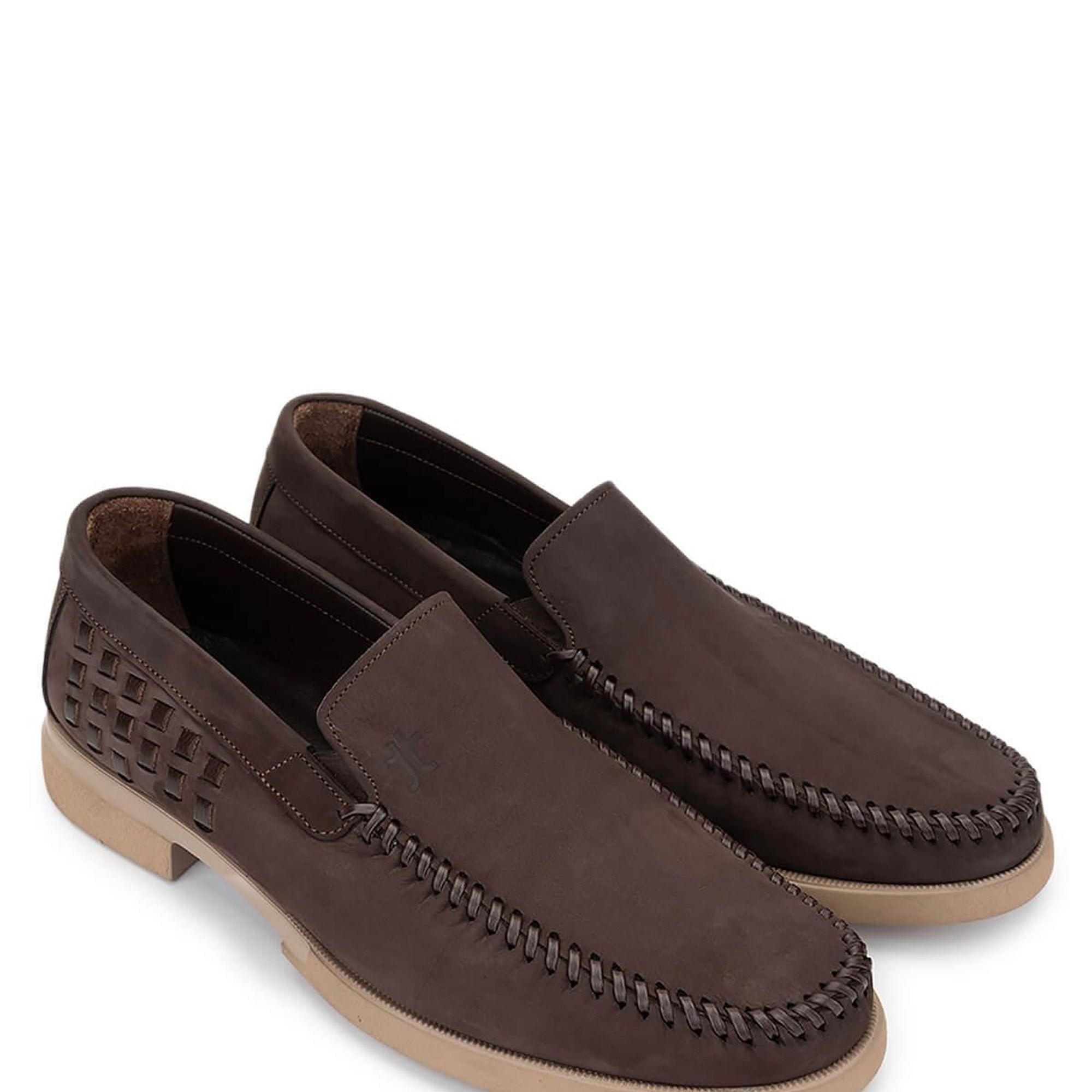 Tamer Tanca Erkek Hakiki Deri Kahverengi Nubuk Loafer Ayakkabı