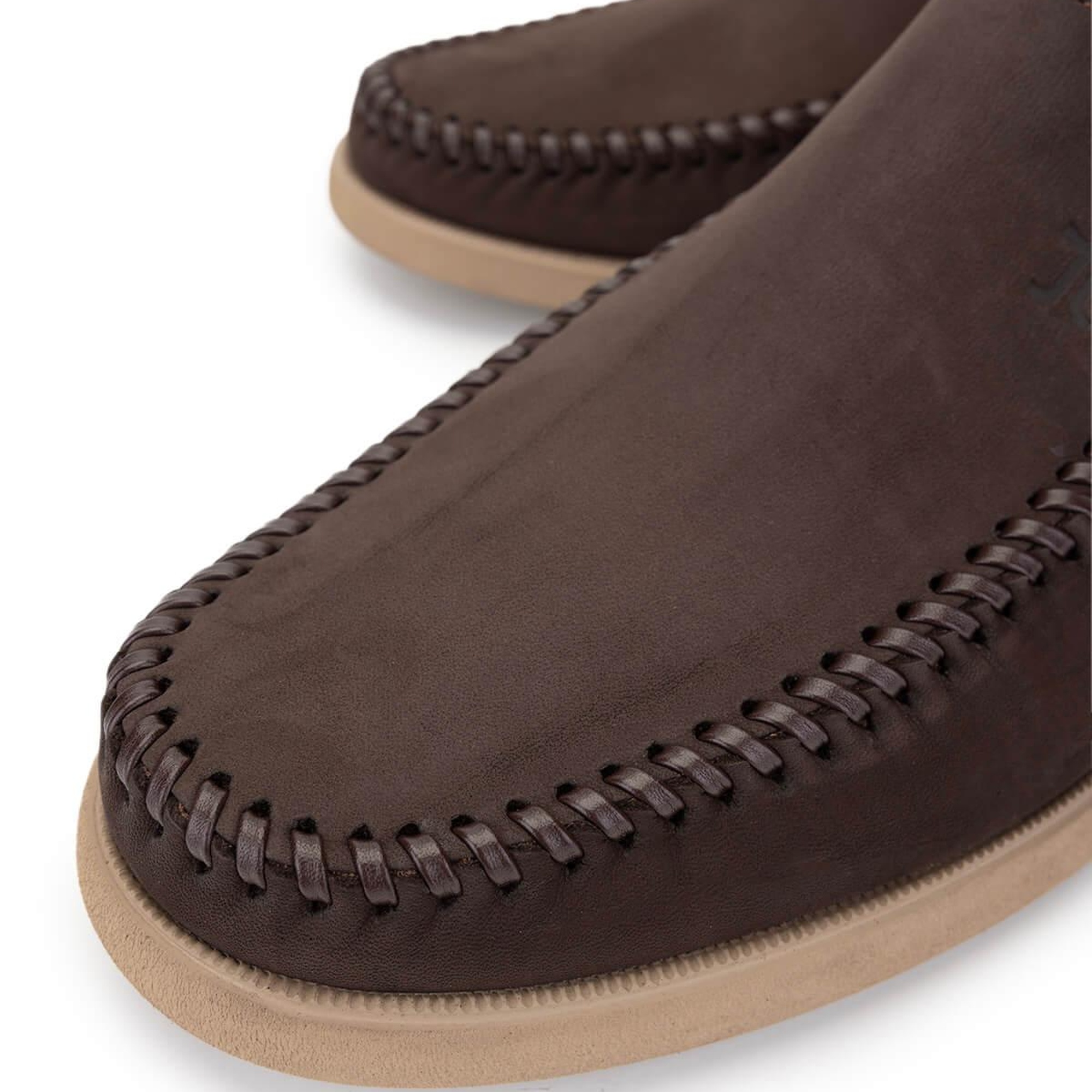 Tamer Tanca Erkek Hakiki Deri Kahverengi Nubuk Loafer Ayakkabı