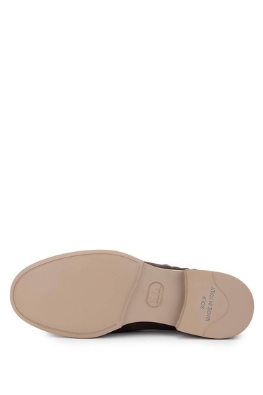  Tamer Tanca Erkek Hakiki Deri Kahverengi Nubuk Loafer Ayakkabı