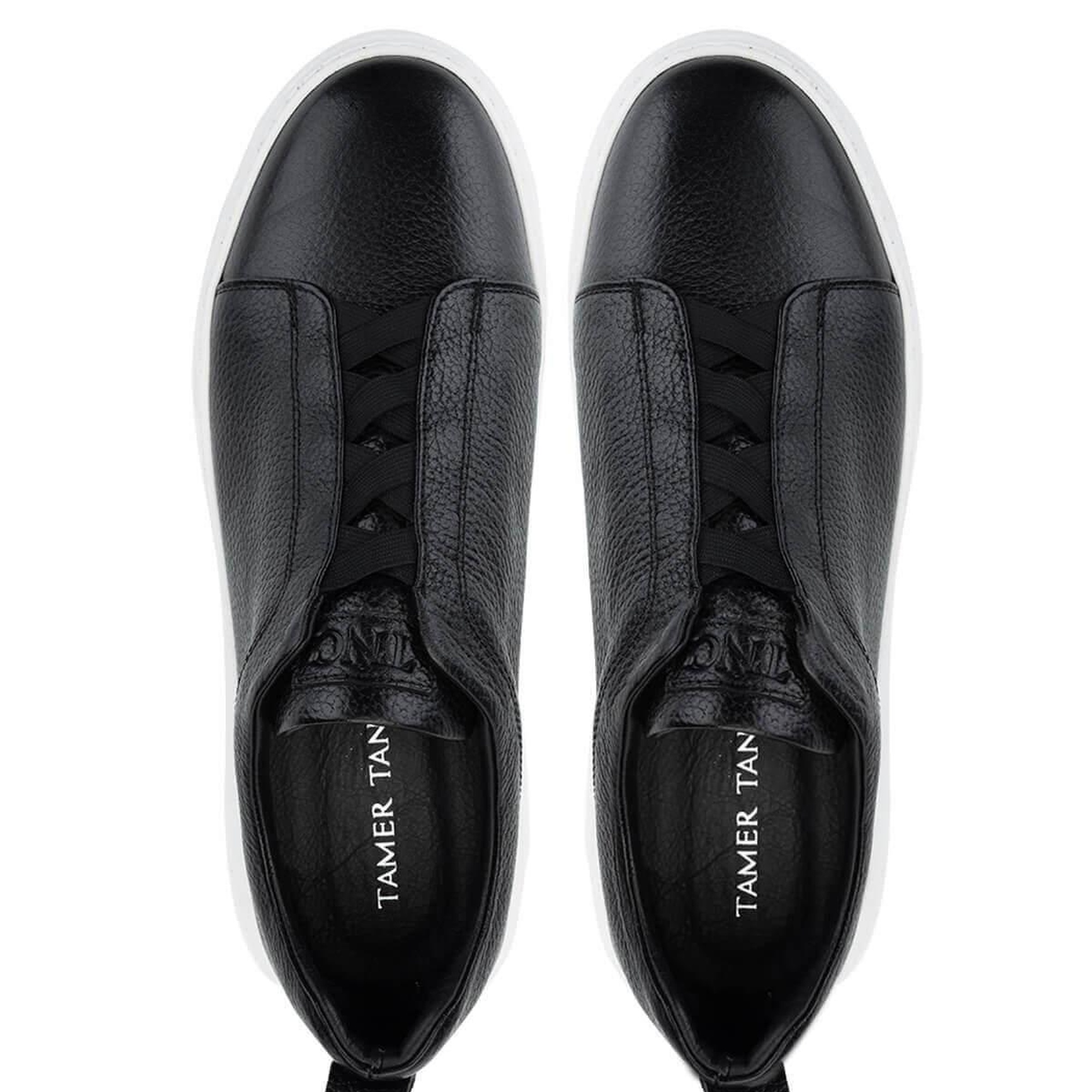 Tamer Tanca Erkek Hakiki Deri Siyah Floter Sneakers & Spor Ayakkabı