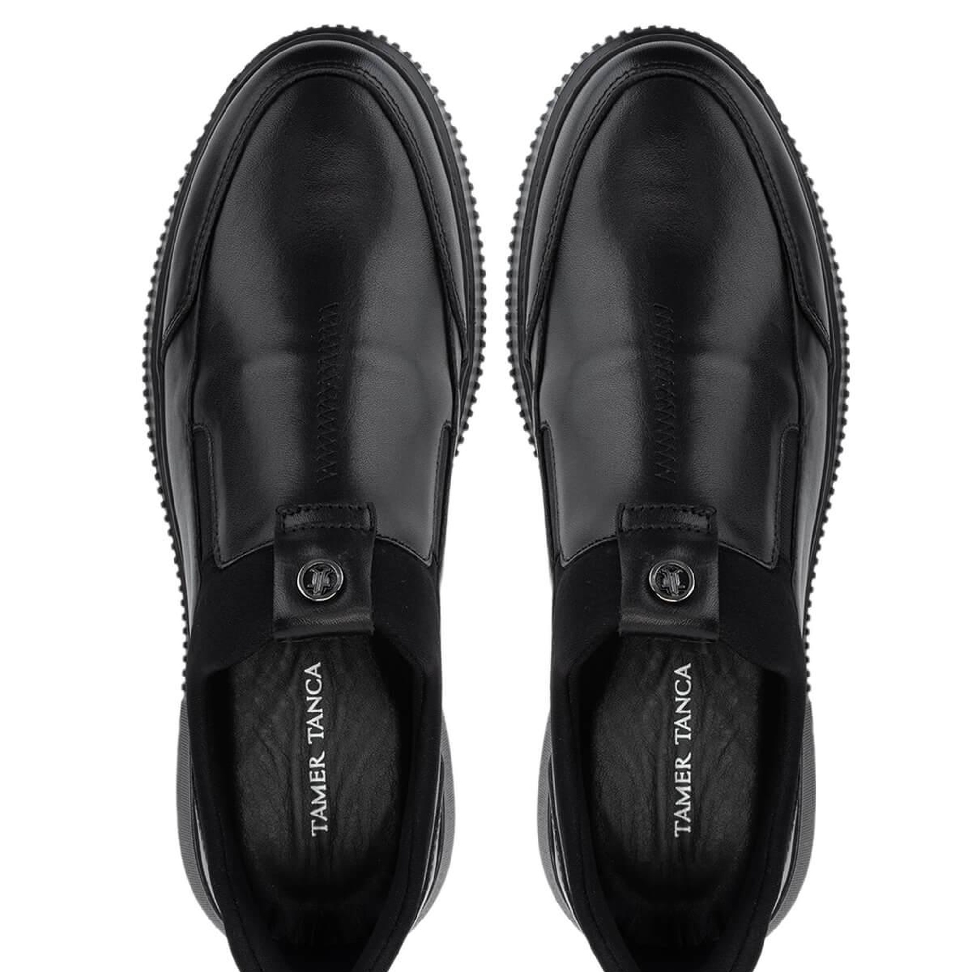 Tamer Tanca Erkek Hakiki Deri Siyah Deri Casual Ayakkabı