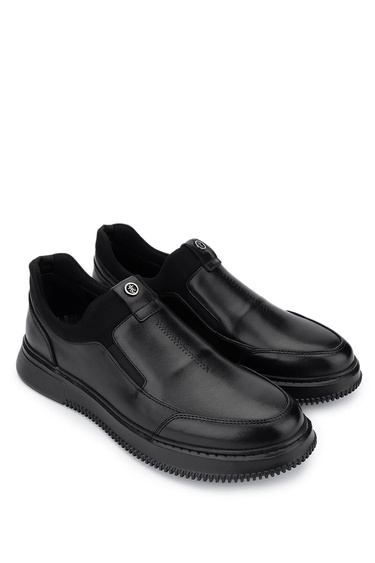  Tamer Tanca Erkek Hakiki Deri Siyah Deri Casual Ayakkabı