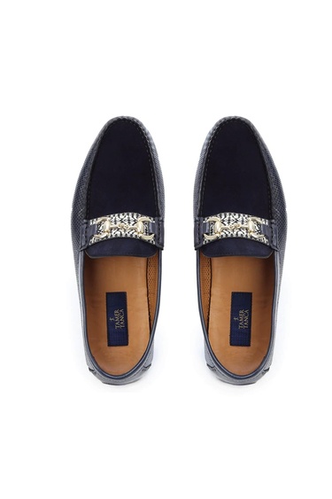  Tamer Tanca Erkek Hakiki Deri Lacivert Loafer Ayakkabı