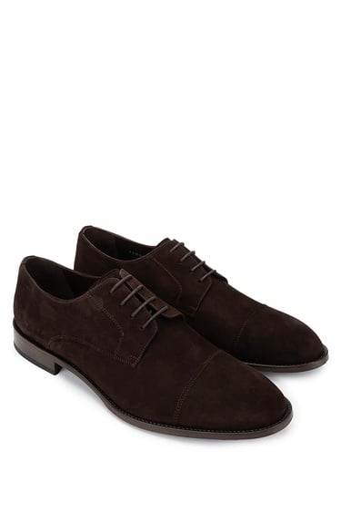  Tamer Tanca Erkek Hakiki Deri Kahverengi Süet Klasik Ayakkabı