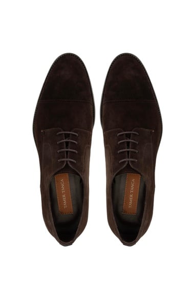  Tamer Tanca Erkek Hakiki Deri Kahverengi Süet Klasik Ayakkabı
