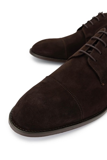  Tamer Tanca Erkek Hakiki Deri Kahverengi Süet Klasik Ayakkabı