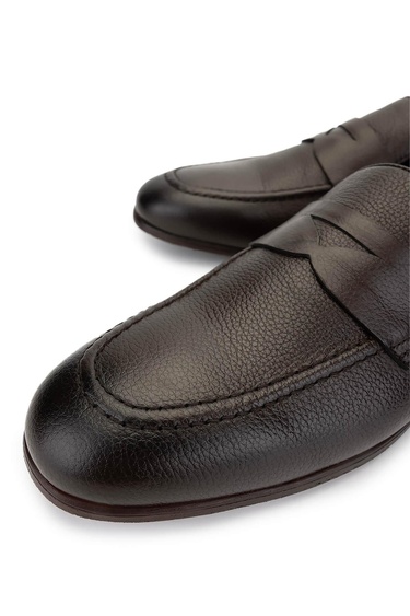  Tamer Tanca Erkek Hakiki Deri Kahverengi Loafer Ayakkabı