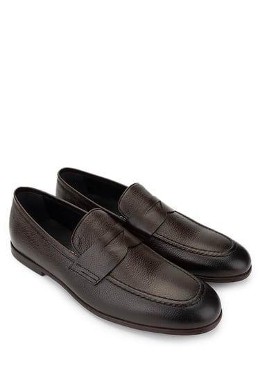  Tamer Tanca Erkek Hakiki Deri Kahverengi Loafer Ayakkabı