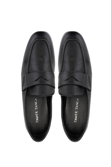  Tamer Tanca Erkek Hakiki Deri Siyah Deri Loafer Ayakkabı
