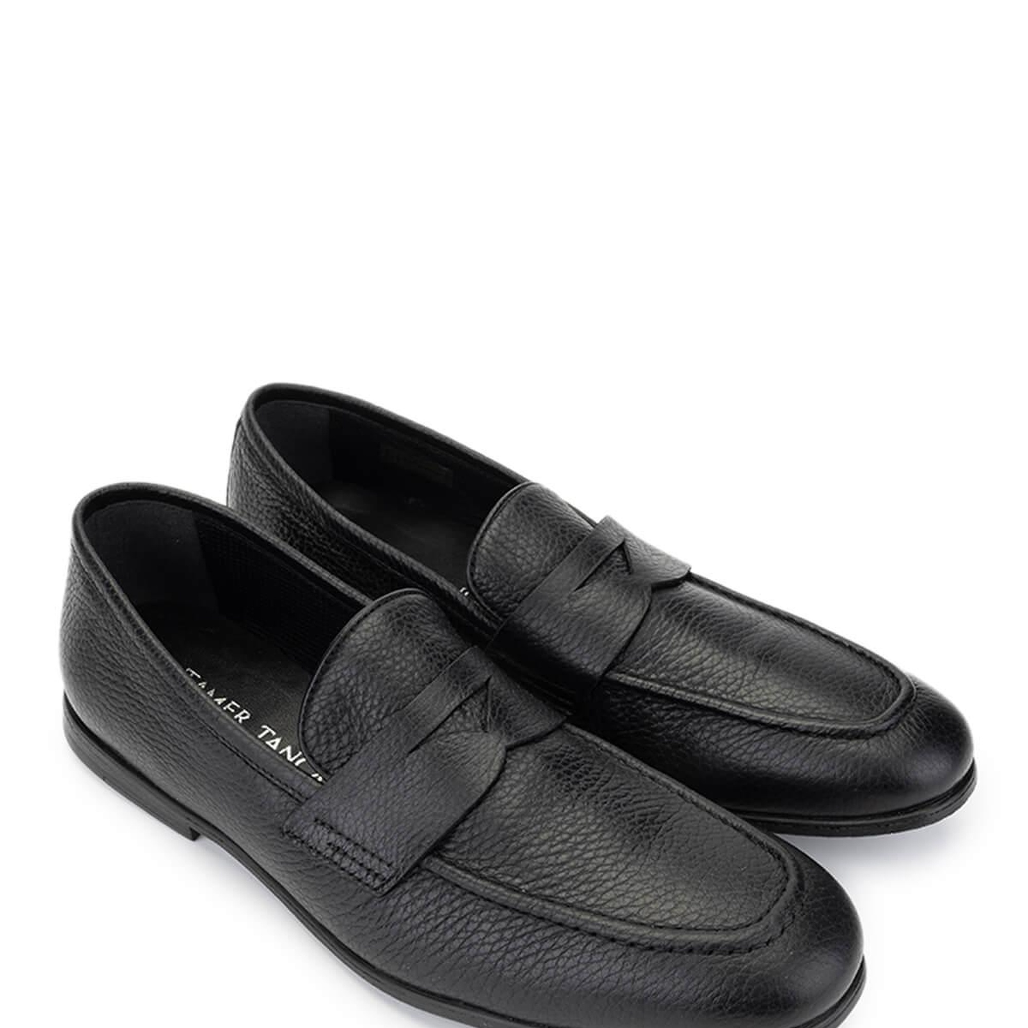 Tamer Tanca Erkek Hakiki Deri Siyah Deri Loafer Ayakkabı