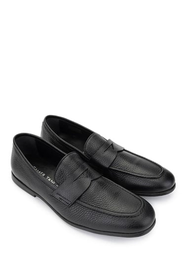  Tamer Tanca Erkek Hakiki Deri Siyah Deri Loafer Ayakkabı