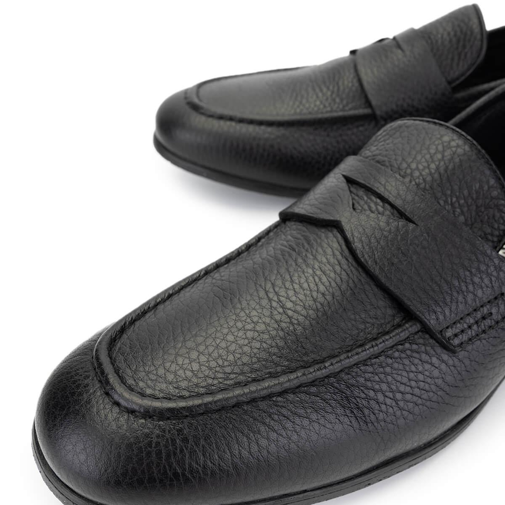 Tamer Tanca Erkek Hakiki Deri Siyah Deri Loafer Ayakkabı