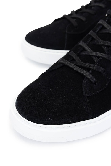  Tamer Tanca Erkek Hakiki Deri Siyah Süet Sneakers & Spor Ayakkabı