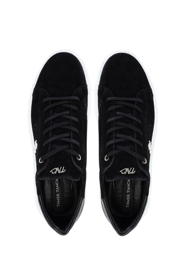  Tamer Tanca Erkek Hakiki Deri Siyah Süet Sneakers & Spor Ayakkabı
