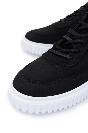  Tamer Tanca Erkek Hakiki Deri Siyah Nubuk Sneakers & Spor Ayakkabı