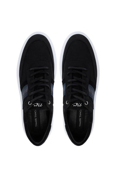  Tamer Tanca Erkek Hakiki Deri Siyah Nubuk Sneakers & Spor Ayakkabı
