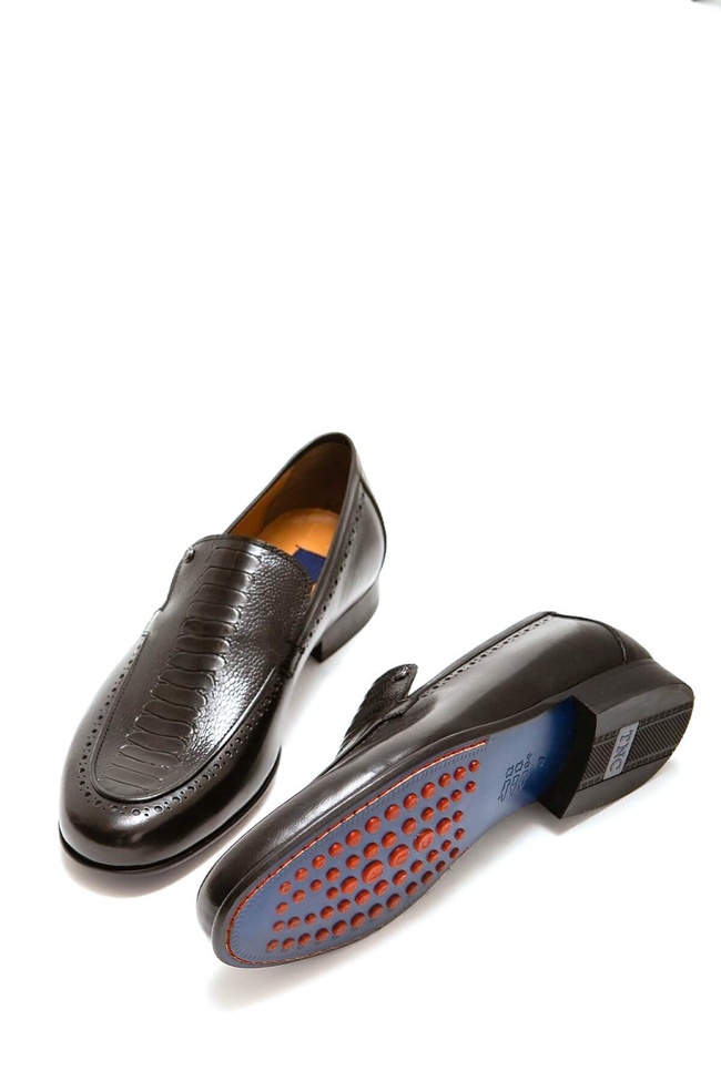  Tamer Tanca Erkek Hakiki Deri Siyah Bufalo Makosen Ayakkabı