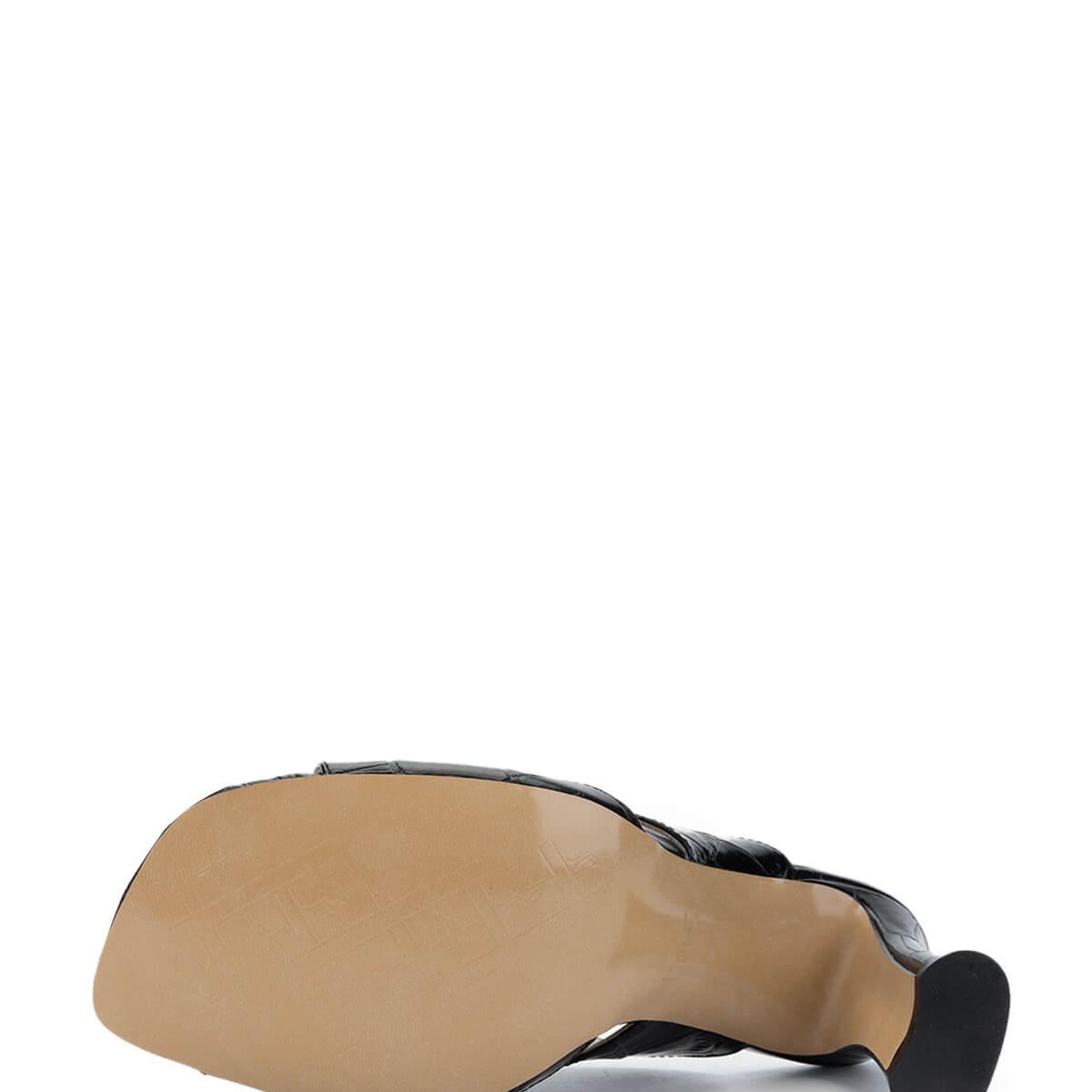 Tamer Tanca Kadın Hakiki Deri Siyah Kroko Topuklu Terlik