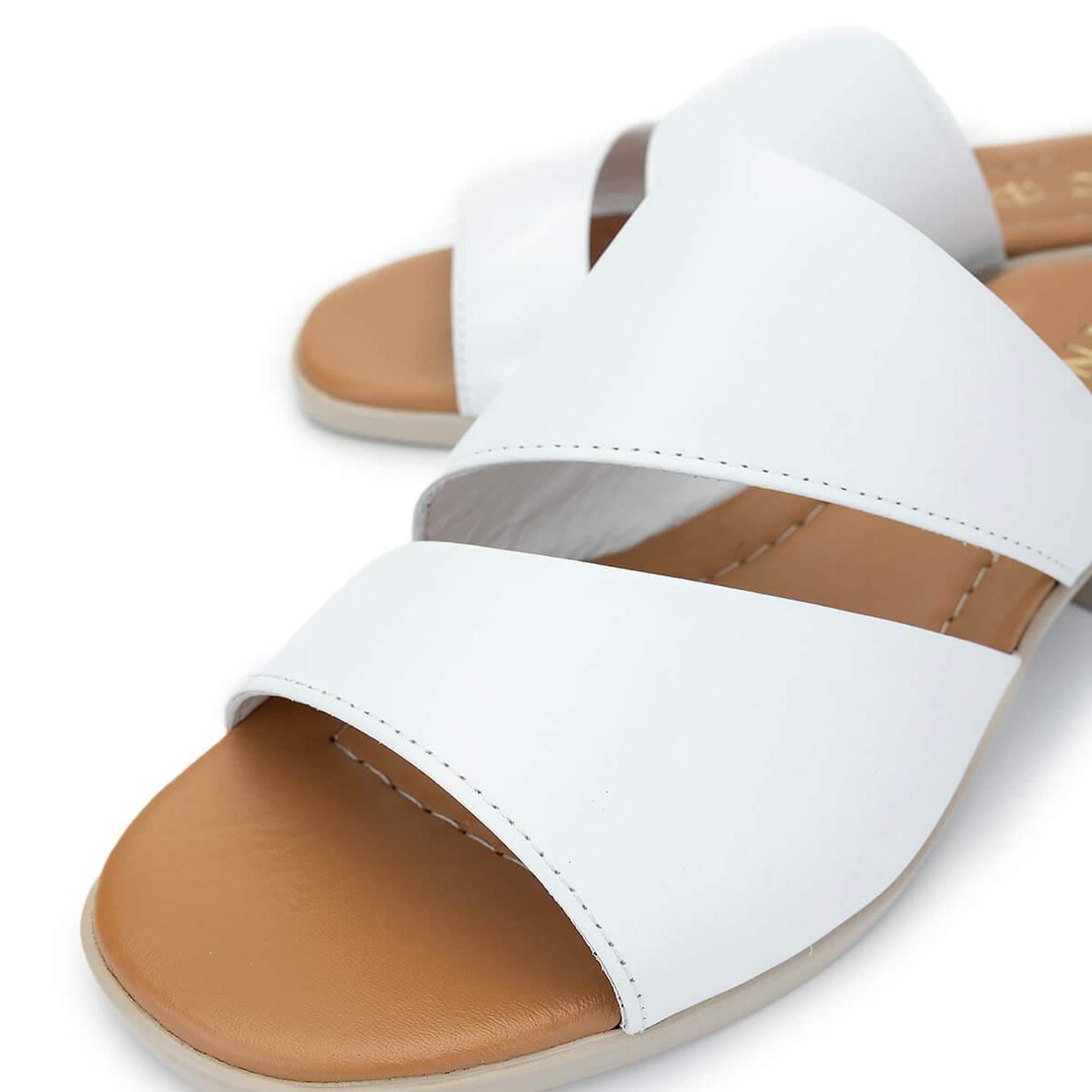 Tamer Tanca Kadın Hakiki Deri Beyaz Topuklu Terlik