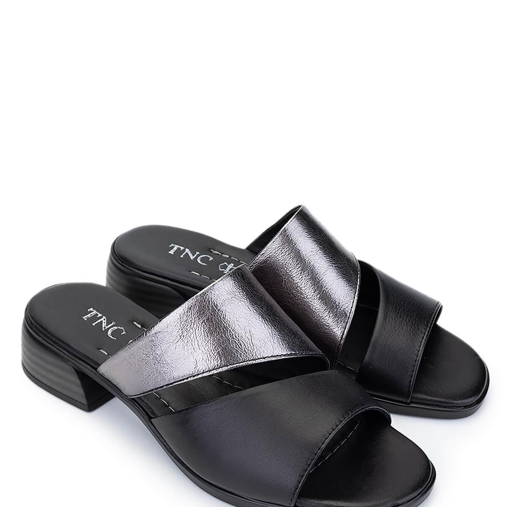 Tamer Tanca Kadın Hakiki Deri Siyah Topuklu Terlik