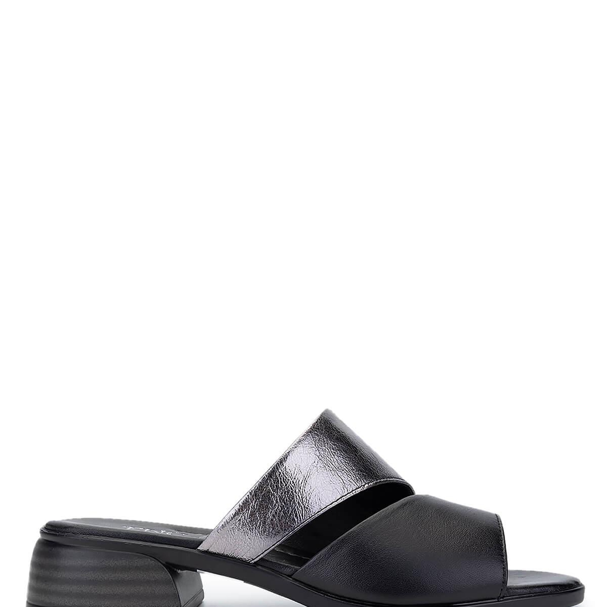 Tamer Tanca Kadın Hakiki Deri Siyah Topuklu Terlik