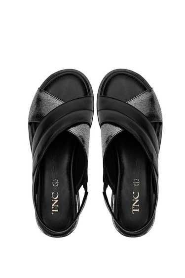  Tamer Tanca Kadın Hakiki Deri Siyah Topuklu Sandalet