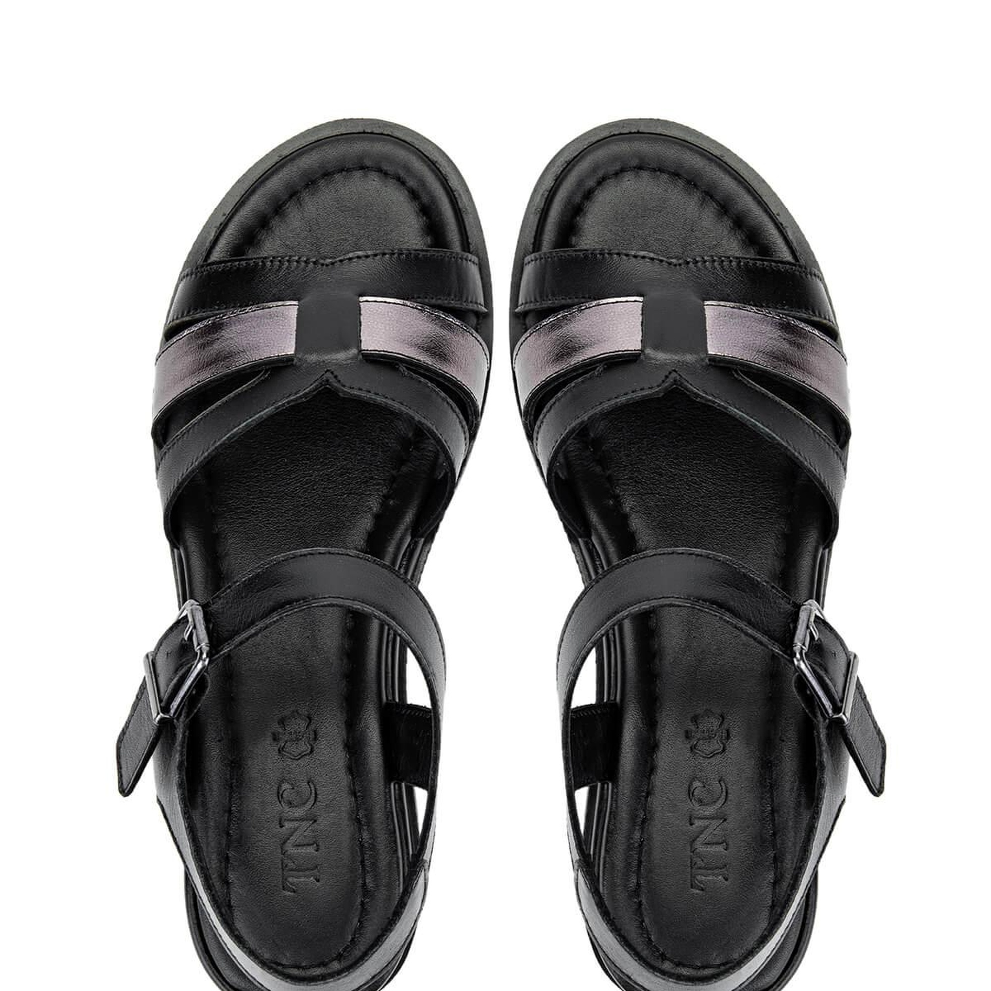 Tamer Tanca Kadın Hakiki Deri Siyah Deri Topuklu Sandalet