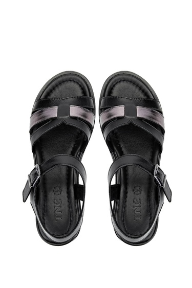  Tamer Tanca Kadın Hakiki Deri Siyah Deri Topuklu Sandalet