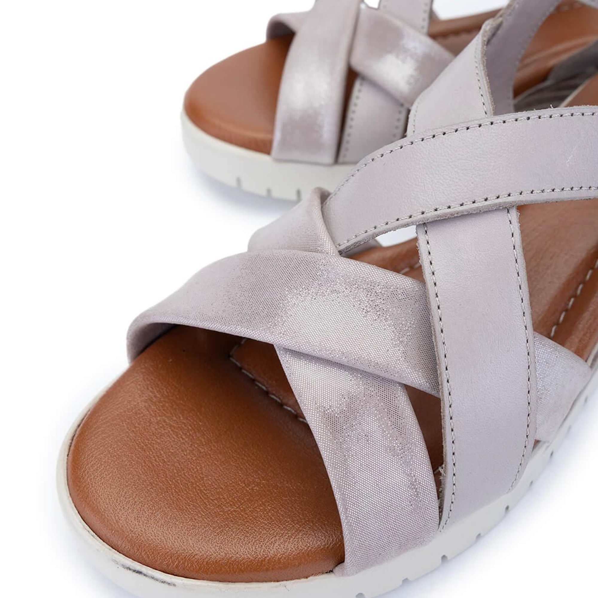 Tamer Tanca Kadın Hakiki Deri Gümüş Topuklu Sandalet