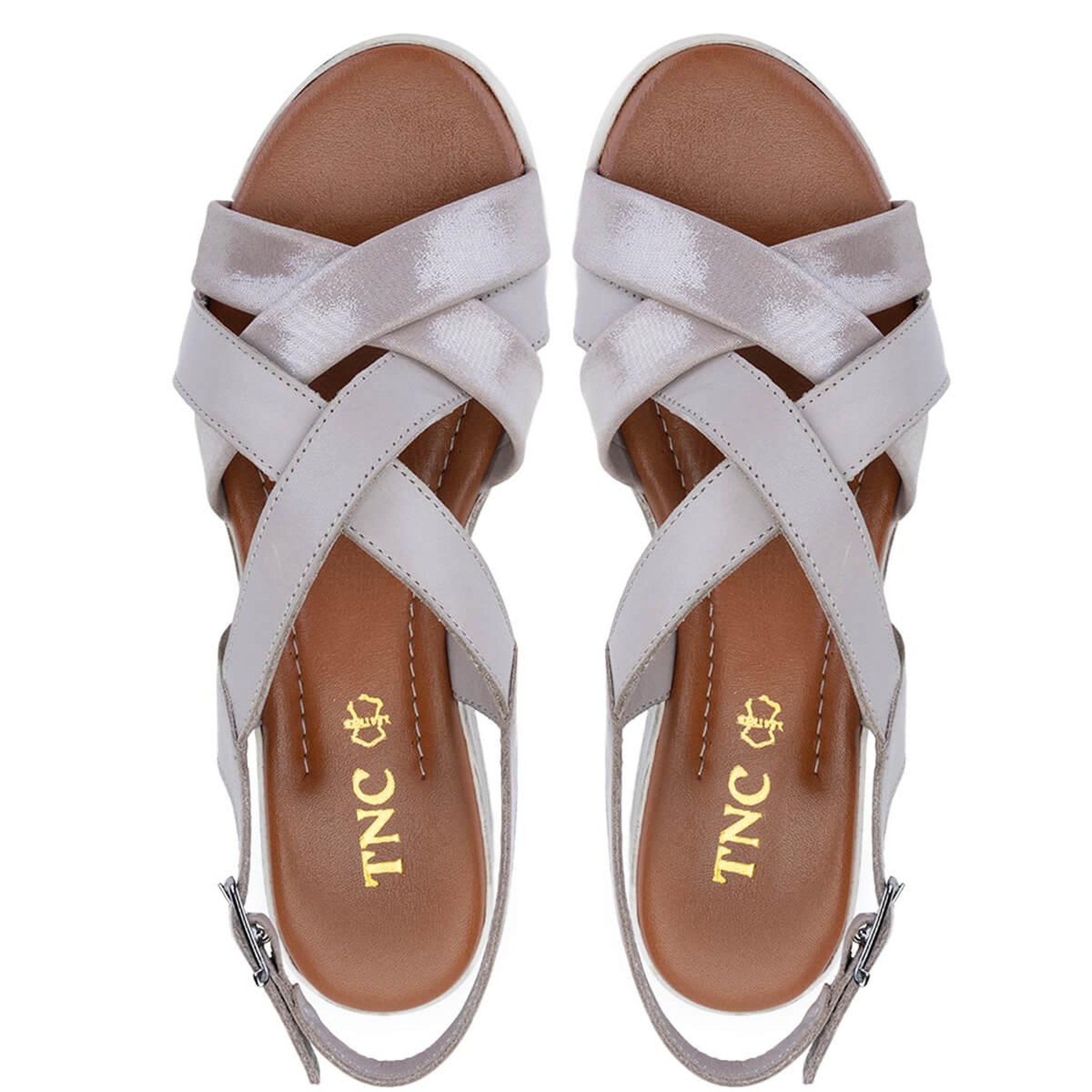 Tamer Tanca Kadın Hakiki Deri Gümüş Topuklu Sandalet