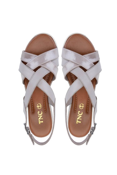  Tamer Tanca Kadın Hakiki Deri Gümüş Topuklu Sandalet