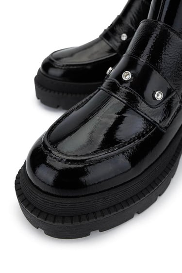  Tamer Tanca Kadın Hakiki Deri Siyah Rugan Casual Bot