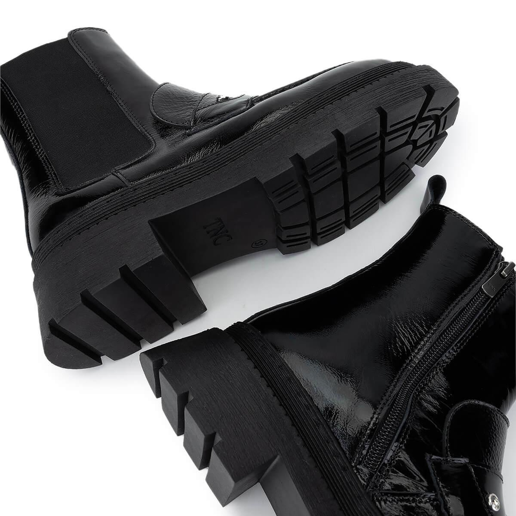 Tamer Tanca Kadın Hakiki Deri Siyah Rugan Casual Bot