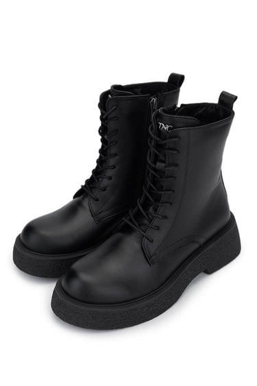  Tamer Tanca Kadın Hakiki Deri Siyah Deri Casual Bot