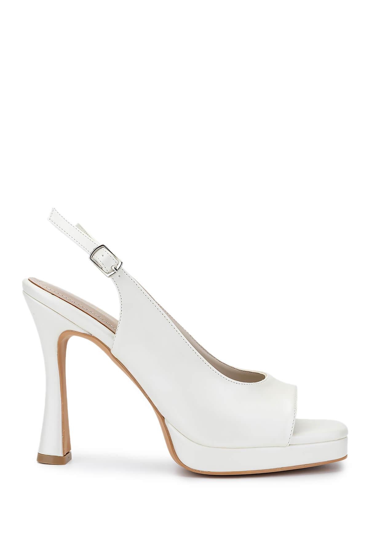  Tamer Tanca Kadın Vegan Beyaz Sedef Topuklu Ayakkabı