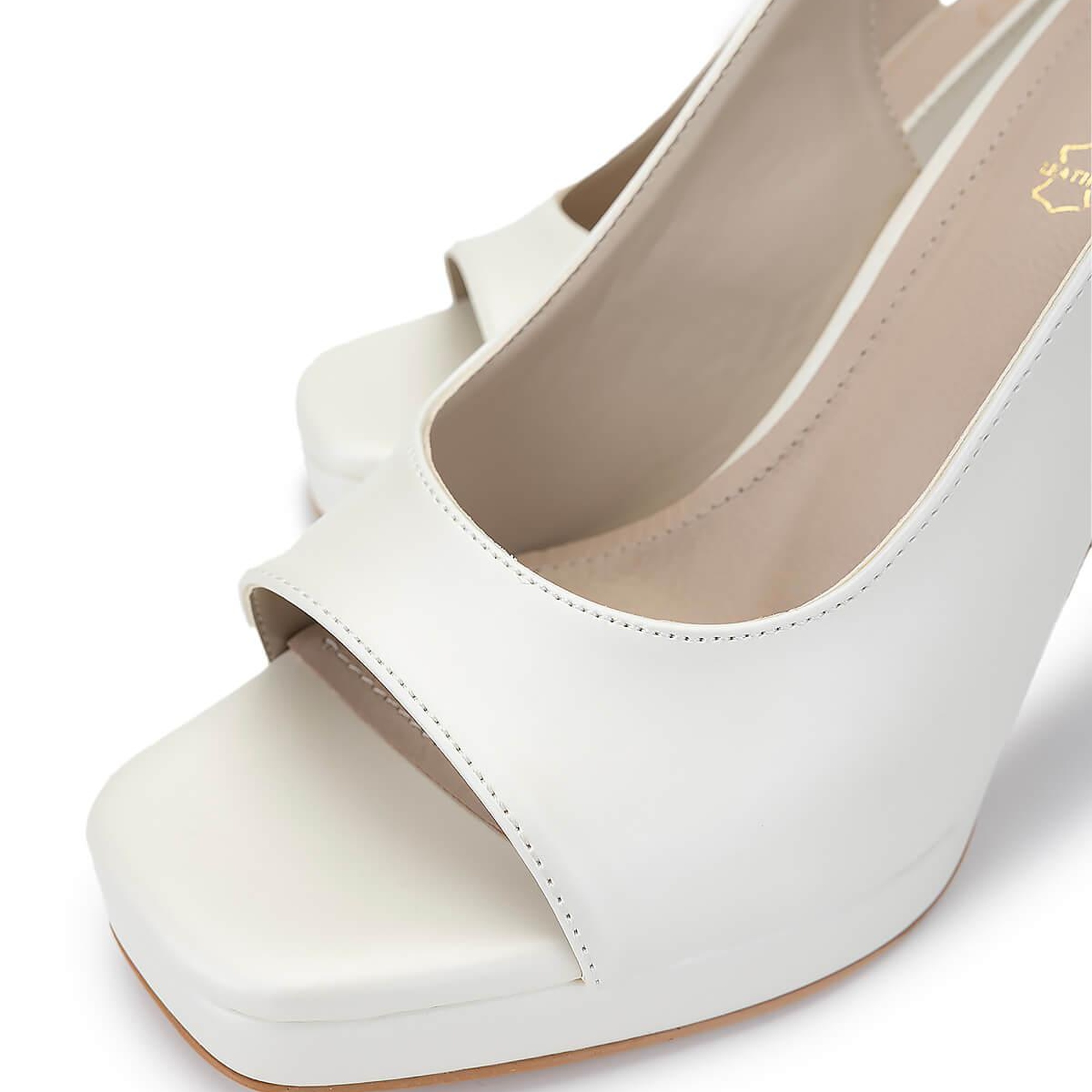 Tamer Tanca Kadın Vegan Beyaz Sedef Topuklu Ayakkabı