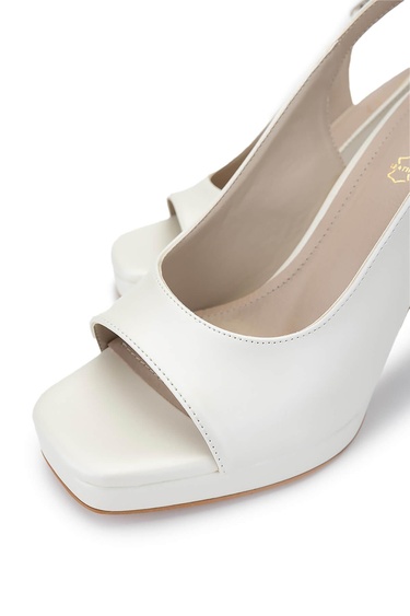  Tamer Tanca Kadın Vegan Beyaz Sedef Topuklu Ayakkabı