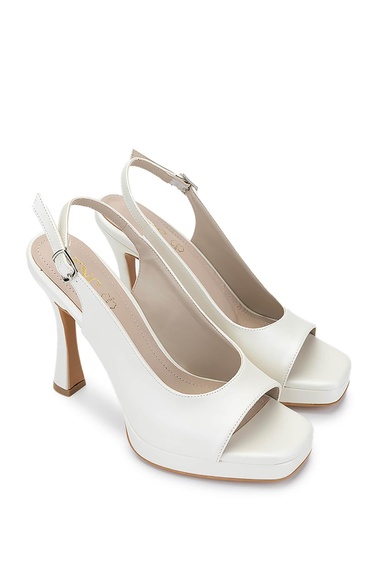  Tamer Tanca Kadın Vegan Beyaz Sedef Topuklu Ayakkabı