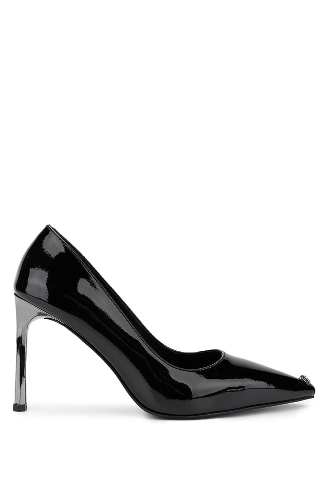  Tamer Tanca Kadın Vegan Siyah Rugan Topuklu Ayakkabı